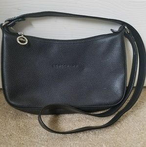 Vintage Longchamps Black Leather Crossbody body Bag